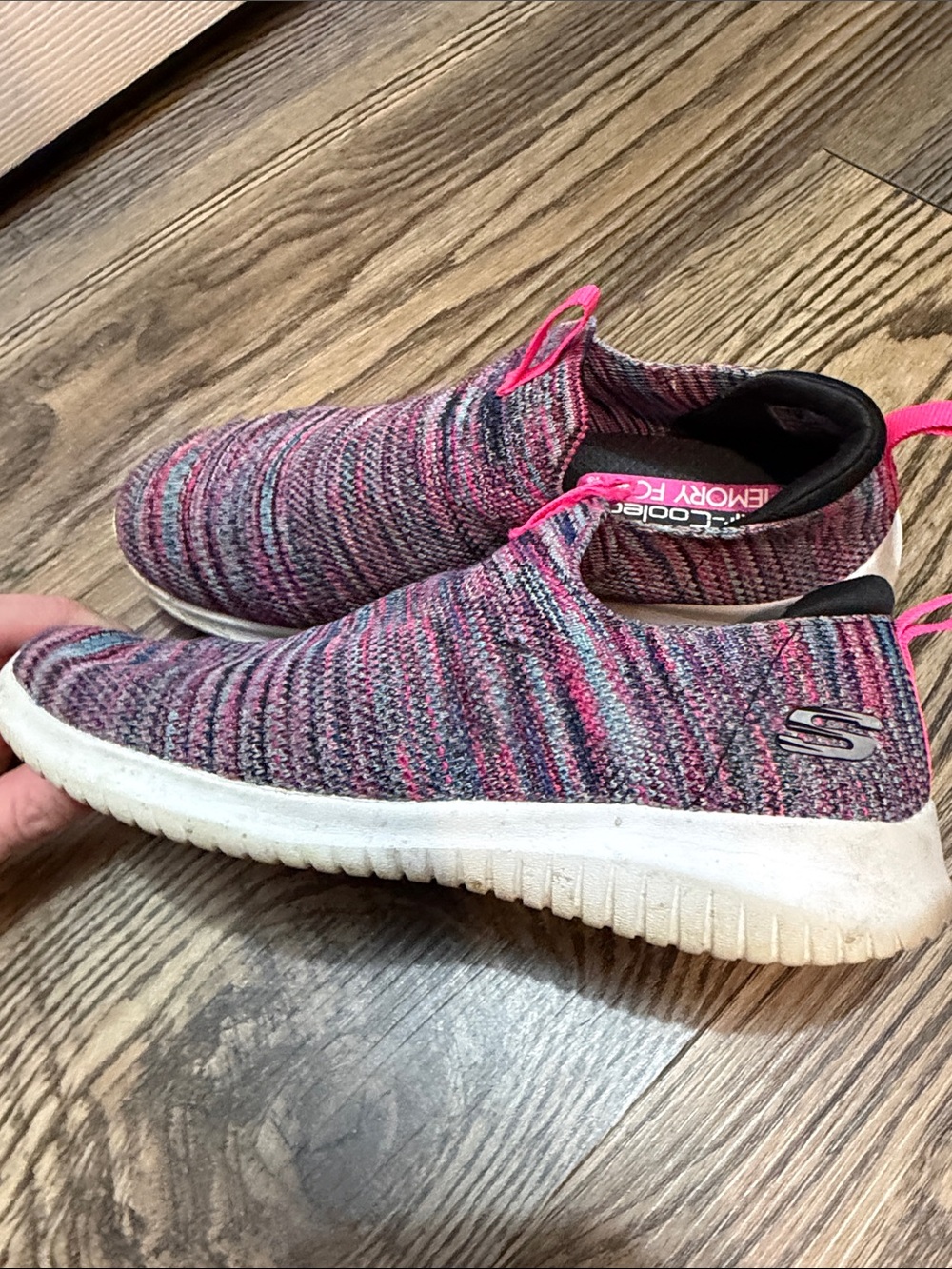 Skechers Pink Multi Knit Slip-On Memory Foam Sneakers